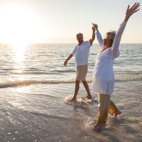 active couple on beach